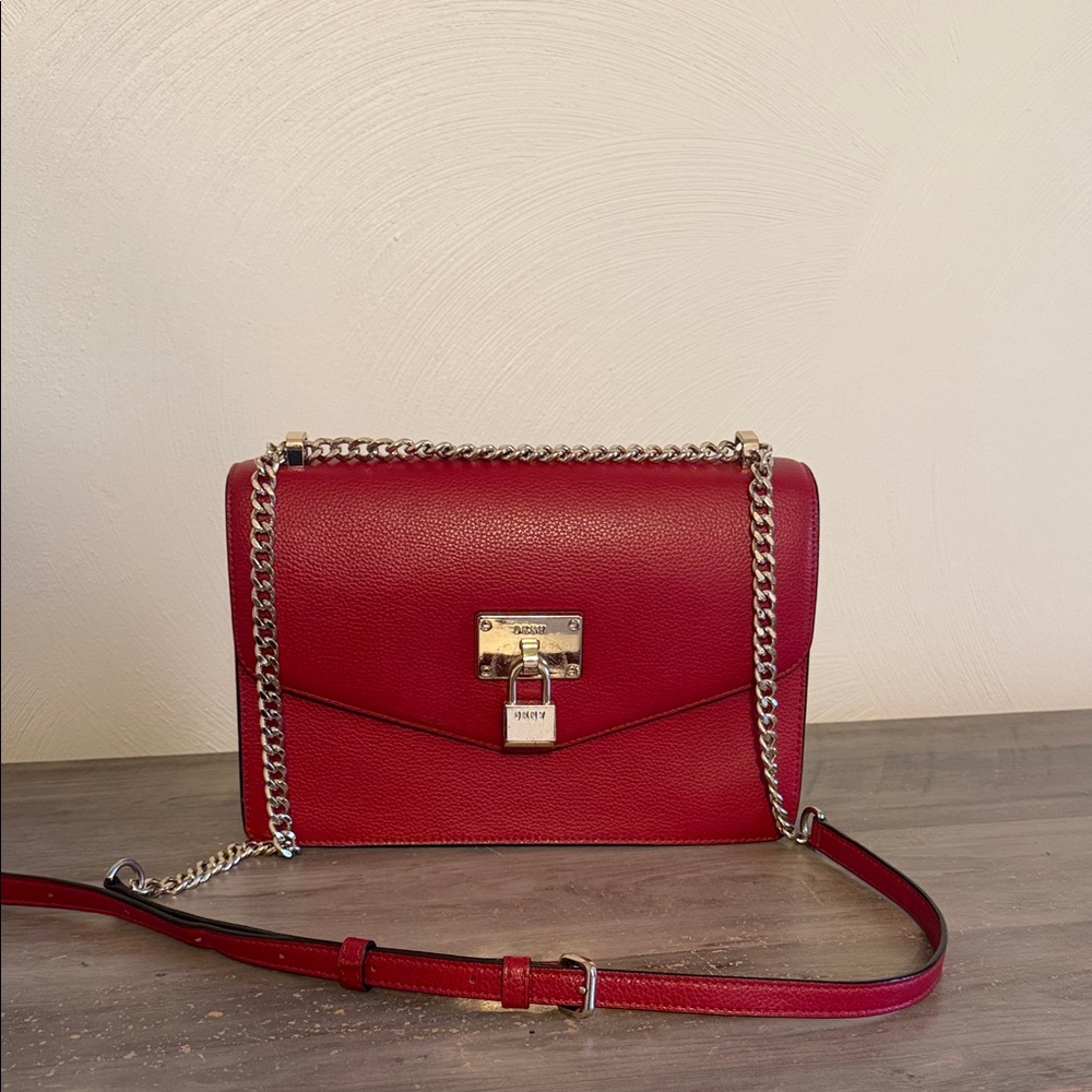 DKNY Leather Crossbody Bag with chain.